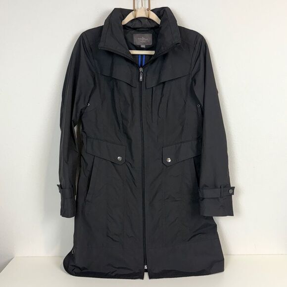 Cole Haan Black Packable Rain Jacket Convertible Hood S - Picture 1 of 12